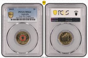 2015 $2 Lest We Forget Colorized MS64