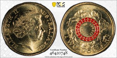 2015 $2 Lest We Forget Colorized MS63