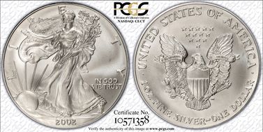 2002 $1 Silver Eagle MS69