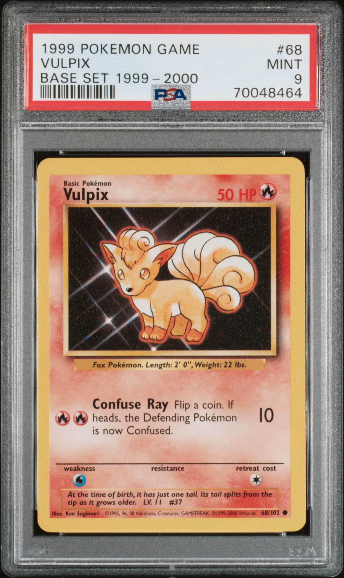1999 POKEMON GAME #68 VULPIX BASE SET 1999-2000