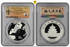 2023 10 Yn Panda Silver Panda 2023 Yellow Lbl, FS MS70