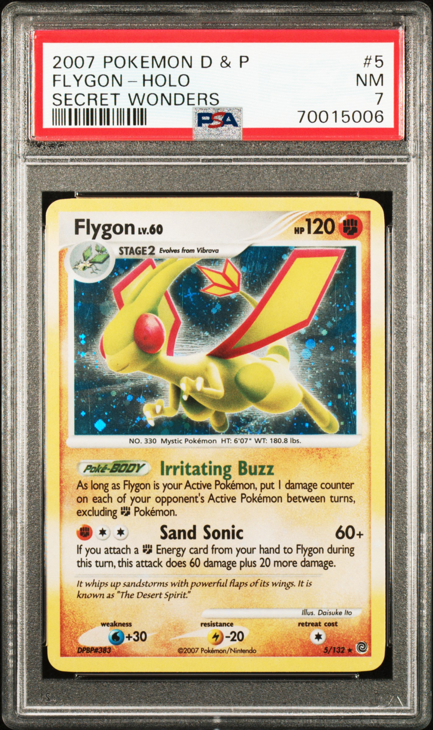 2007 POKEMON DIAMOND & PEARL SECRET WONDERS #5 FLYGON-HOLO SECRET WONDERS