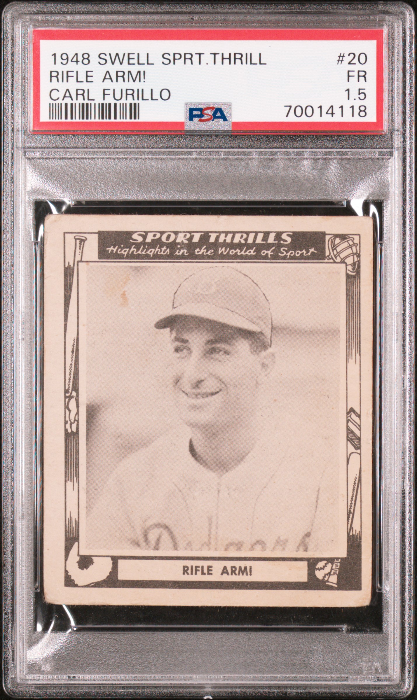 1948 SWELL SPORTS THRILLS #20 RIFLE ARM! CARL FURILLO