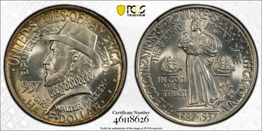 1937 50C Roanoke MS65