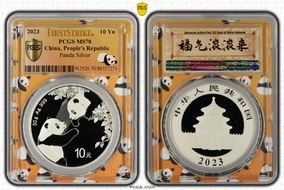 2023 10 Yn Panda Silver Panda 2023 Yellow Lbl, FS MS70