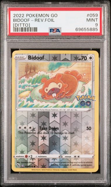 2022 Pokemon Go [Ditto] #059 Bidoof-Reverse Foil PSA 9 on Goldin Marketplace