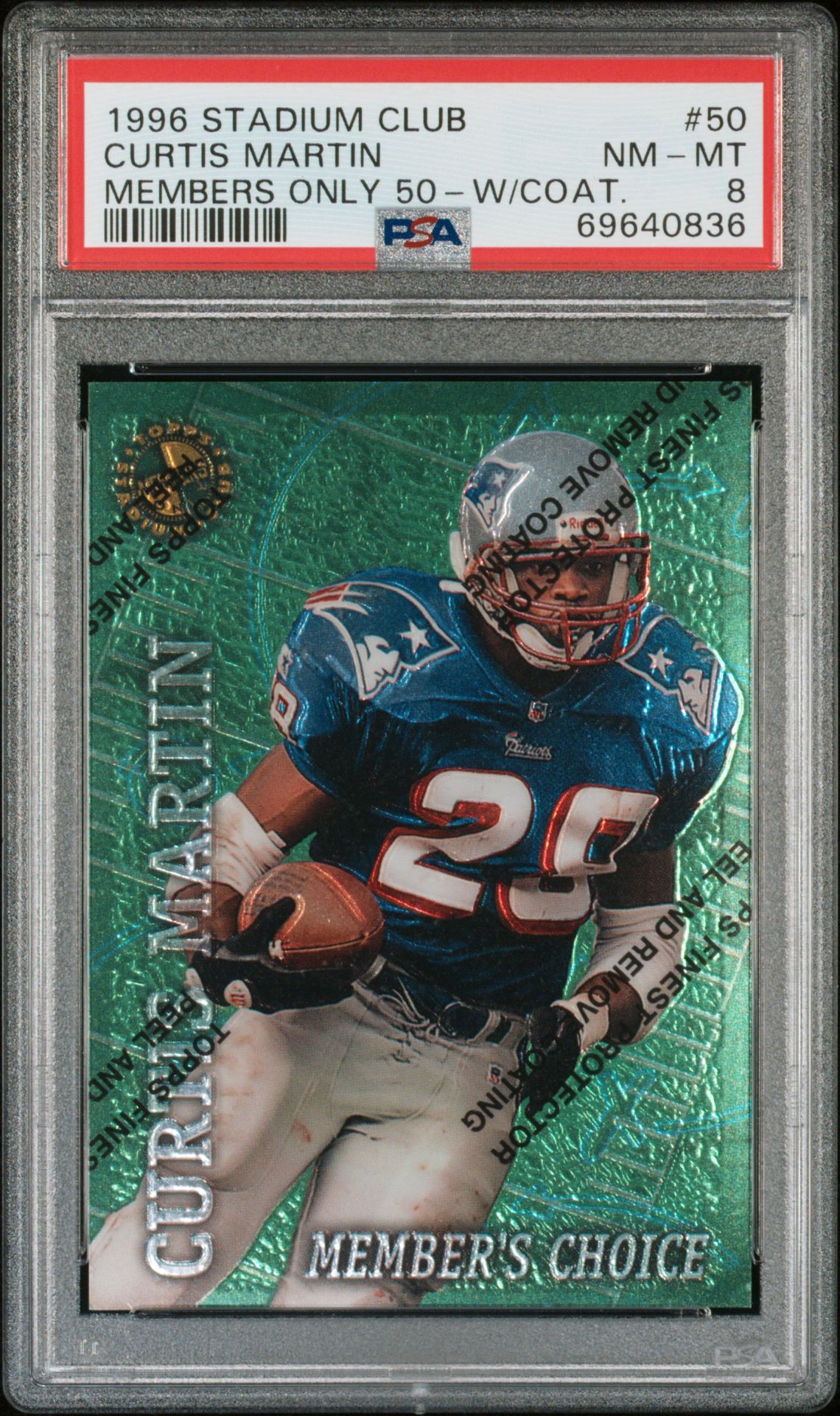 1996 Topps STADIUM CLUB MEMBERS ONLY 50 W/COAT. #50 Curtis Martin front