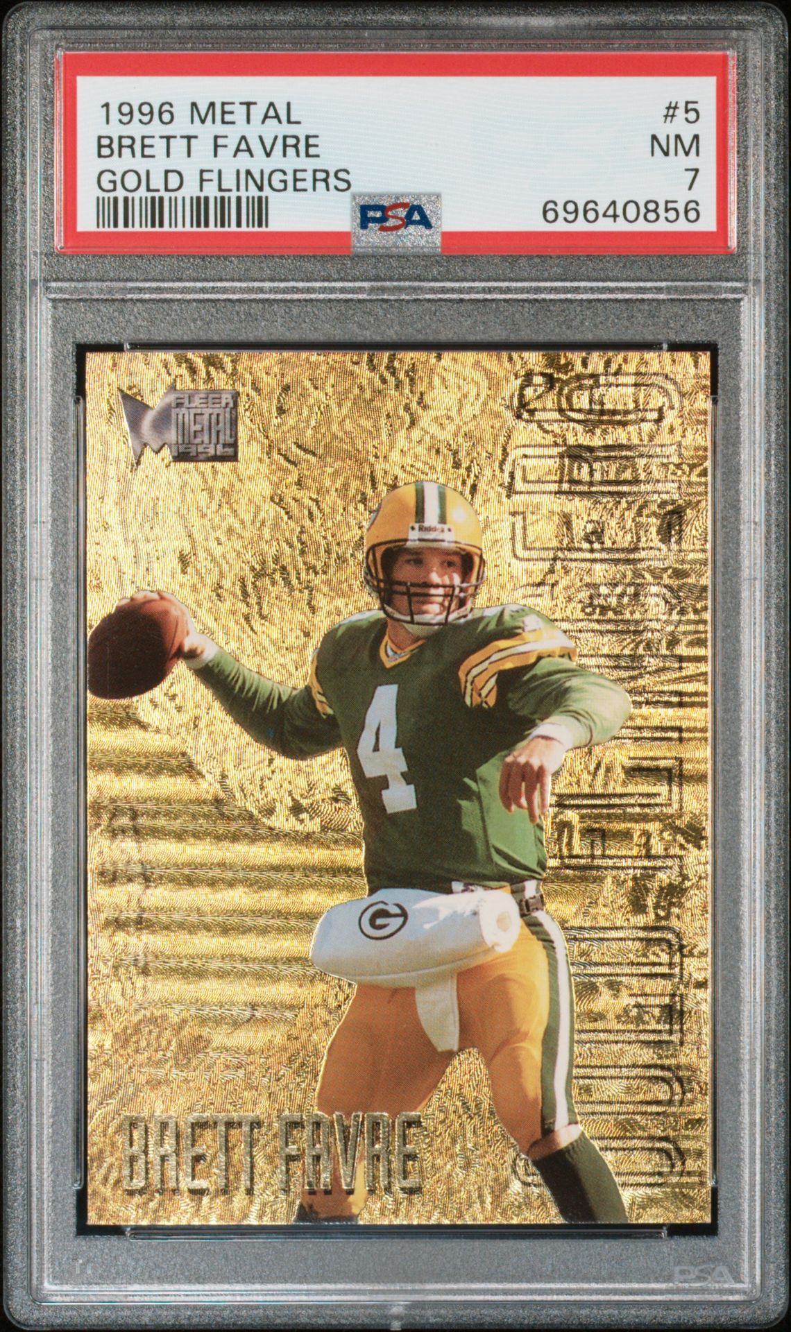 1996 Fleer METAL GOLD FLINGERS #5 Brett Favre front