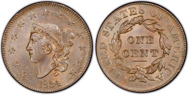 1834 1C N-6 MS63BN