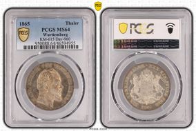 1865 Thaler KM-615 Dav-960 MS64