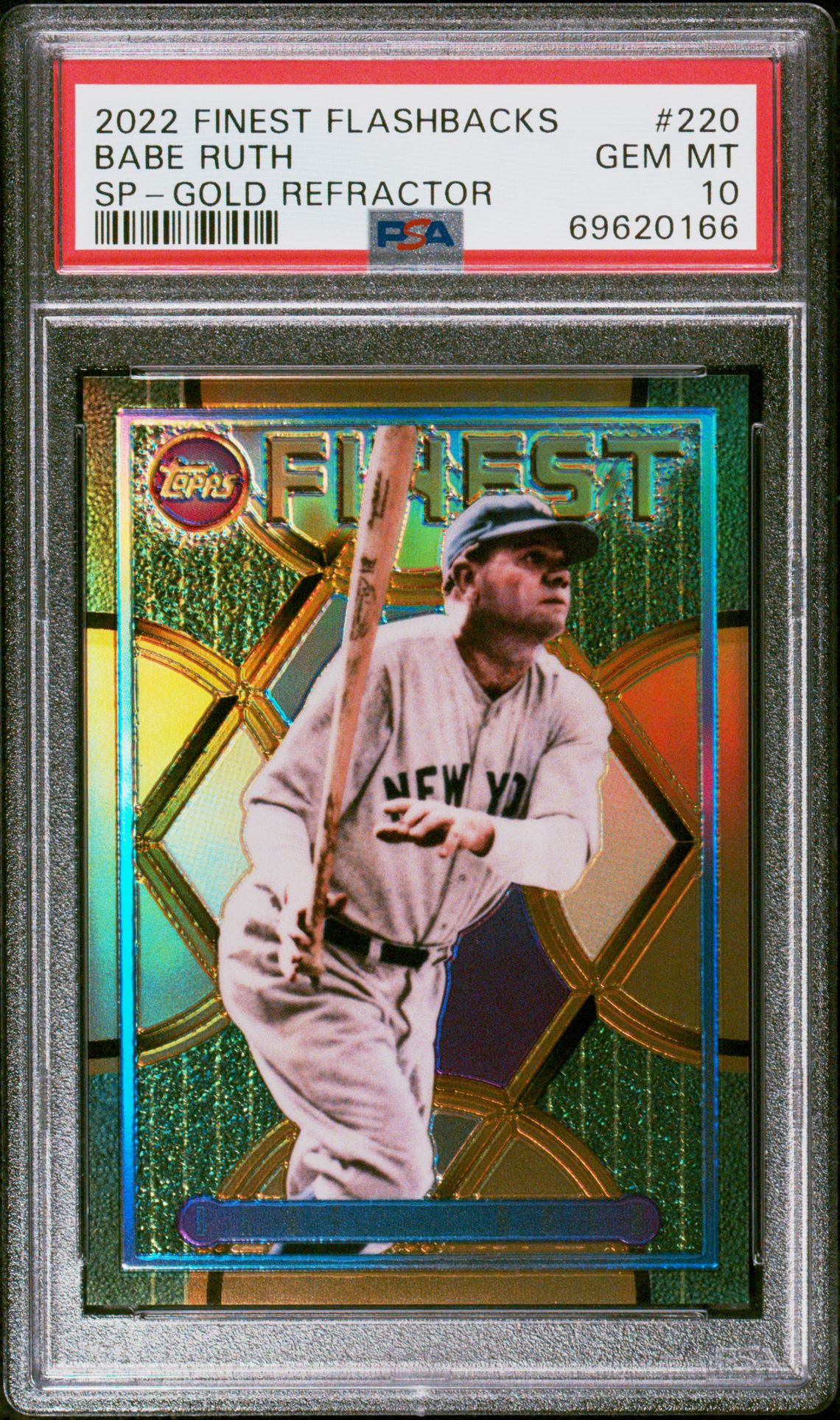 2022 Topps TOPPS FINEST FLASHBACKS SP-GOLD REFRACTOR #220 Babe Ruth front