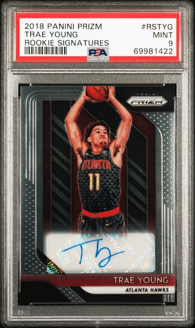 2018 Panini PANINI PRIZM ROOKIE SIGNATURES ROOKIE SIGNATURES #RSTYG Trae Young front