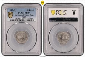 1937-D 50 Rcpfg J-324 MS67