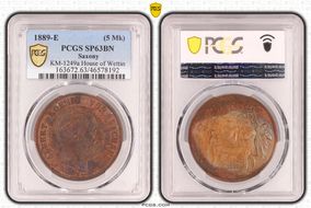 1889-E (5 Mk) House of Wettin KM-1249a SP63BN