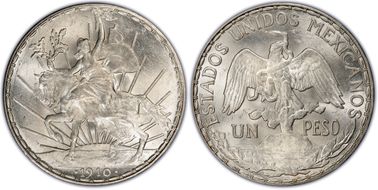 1910 Peso Caballito KM-453  Ag MS63