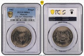 1982 Ringgit 25th Ann. Independence MS64