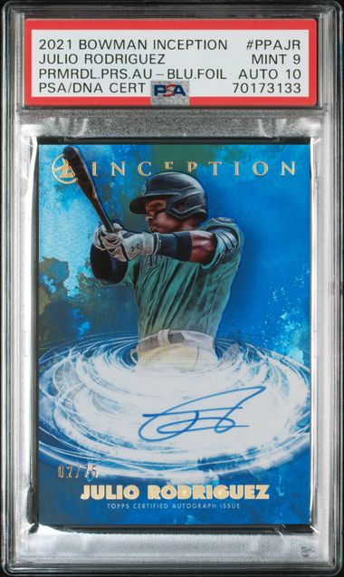 2021 Bowman Inception Primordial Prospects Autographs Blue Foil