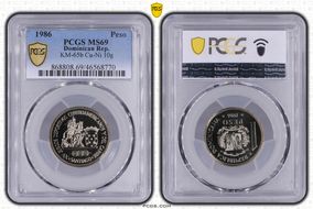1986 Peso KM-65b Cu-Ni 10g MS69