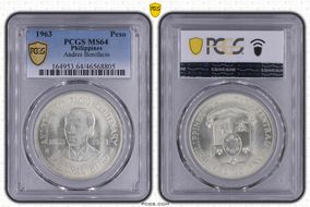 1963 Peso Andres Bonifacio KM-193  Ag MS64