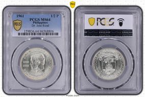 1961 1/2 P Dr. Jose Rizal KM-191  Ag MS64