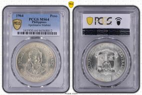 1964 Peso Apolinario Mabini MS64