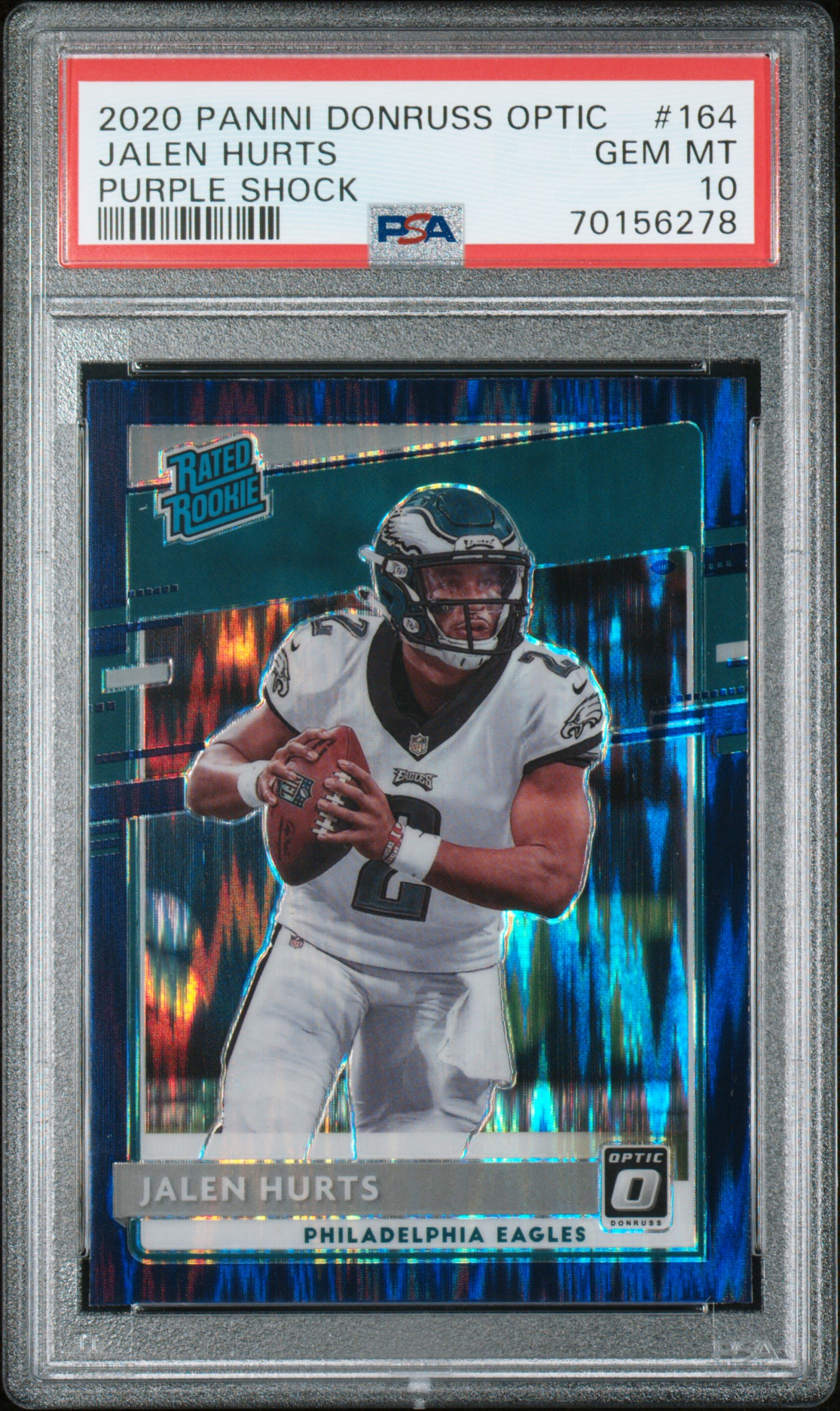 2020 PANINI DONRUSS OPTIC #164 JALEN HURTS PURPLE SHOCK