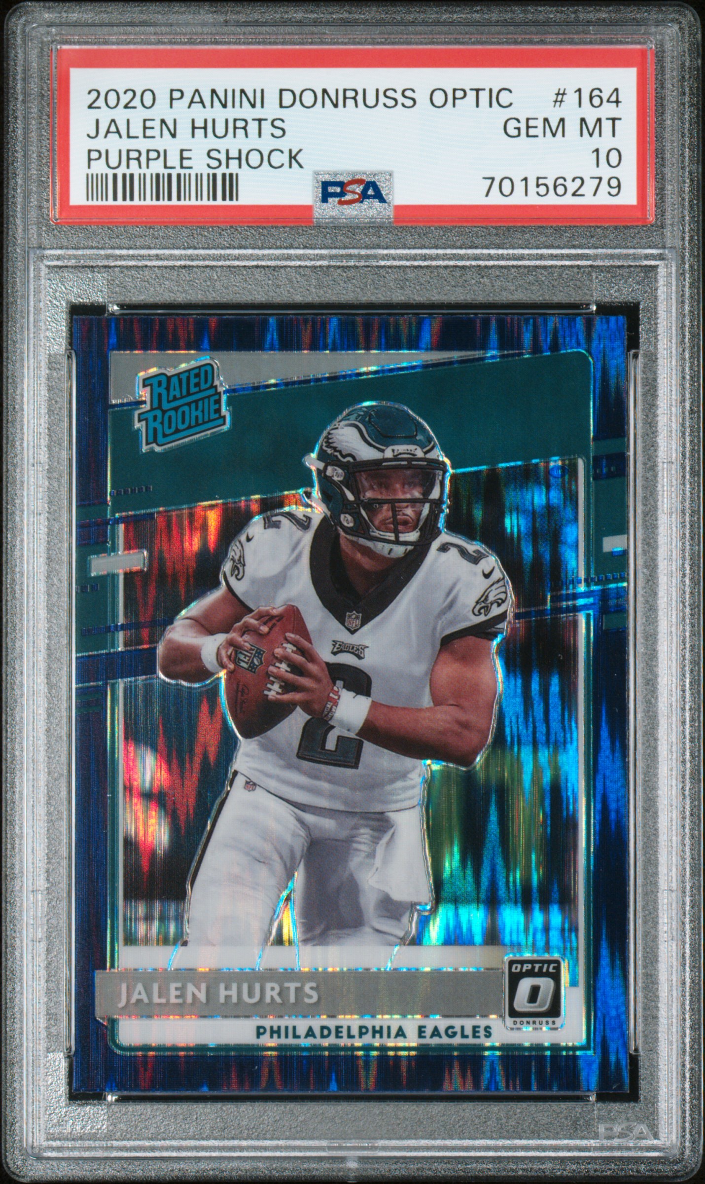 2020 PANINI DONRUSS OPTIC #164 JALEN HURTS PURPLE SHOCK