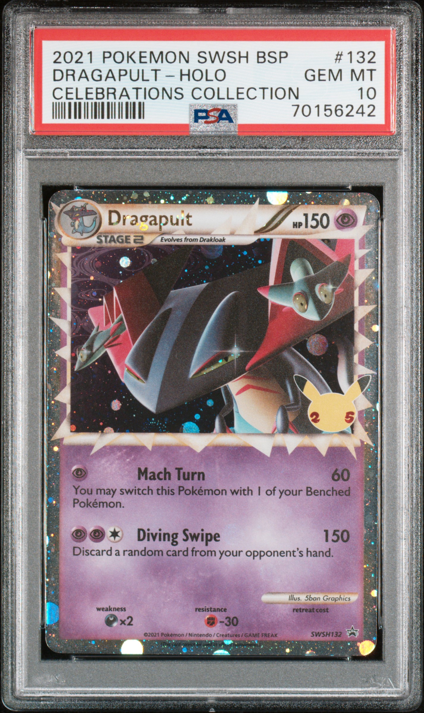 2021 POKEMON SWSH BLACK STAR PROMO #132 DRAGAPULT-HOLO CELEBRATIONS COLLECTION
