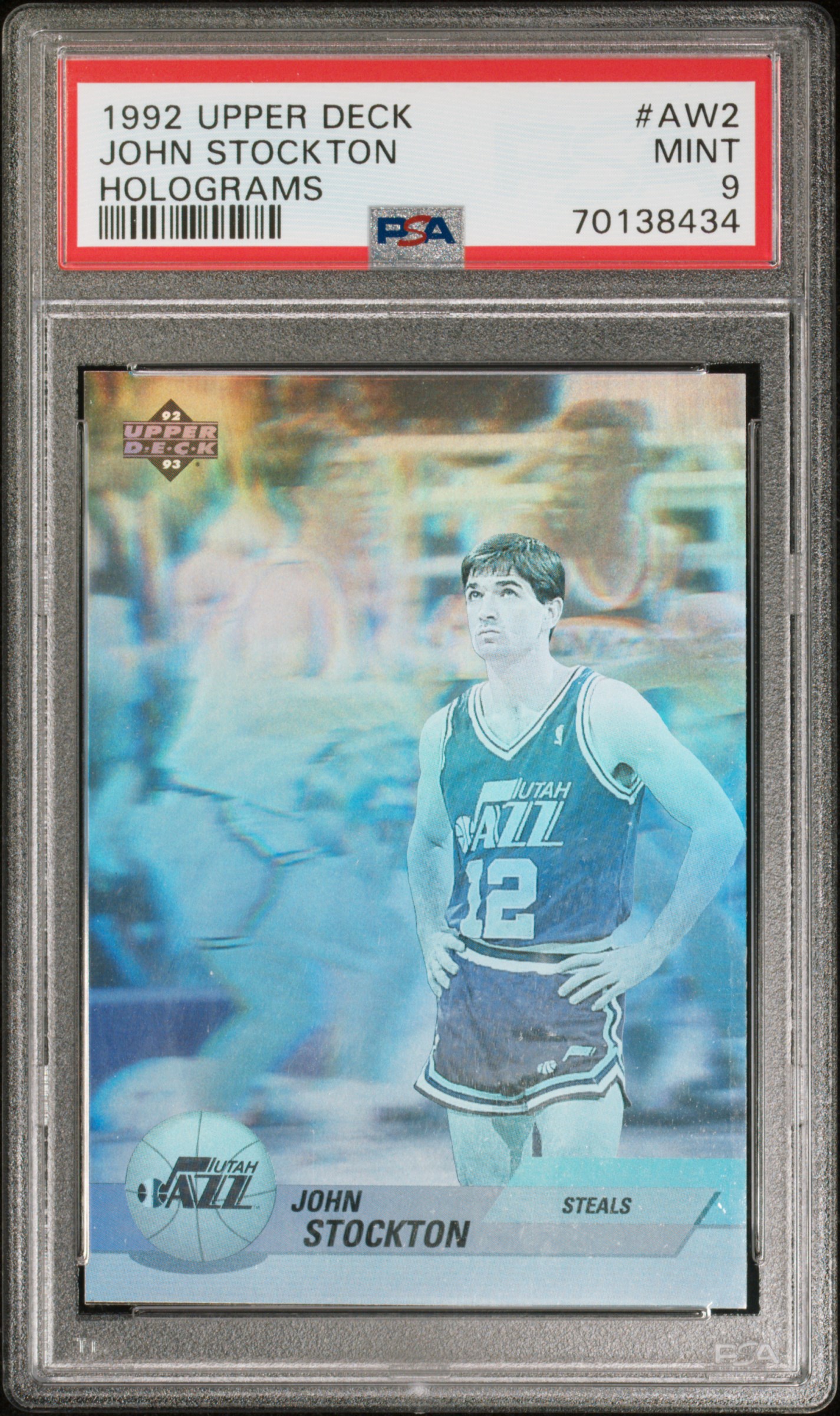 1992 UPPER DECK AWARD WINNER HOLOGRAM #AW2 JOHN STOCKTON HOLOGRAMS