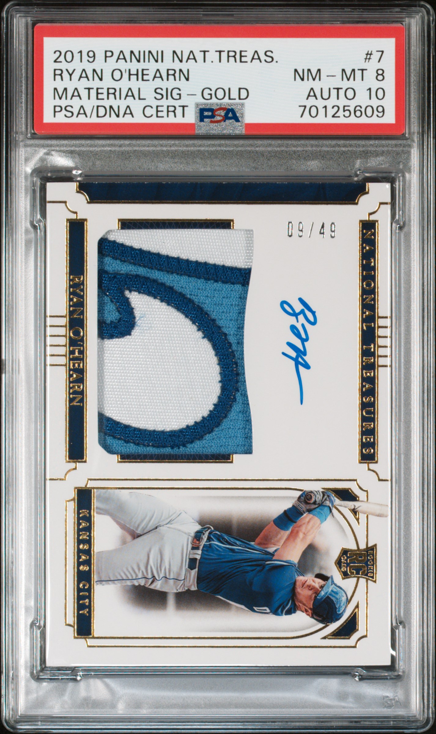 2019 PANINI NATIONAL TREASURES #7 RYAN O'HEARN MATERIAL SIG-GOLD