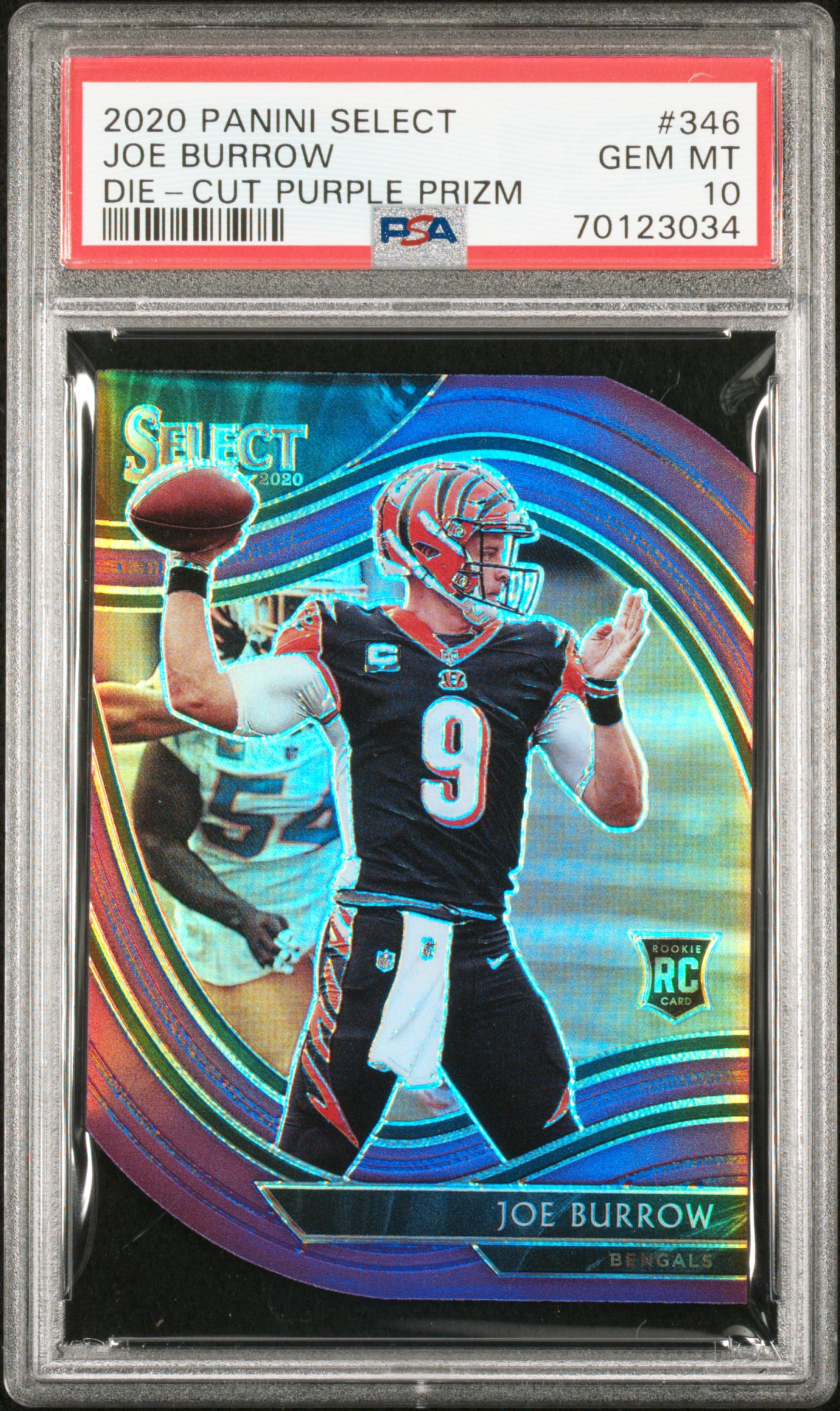 2020 PANINI SELECT #346 JOE BURROW DIE-CUT PURPLE PRIZM