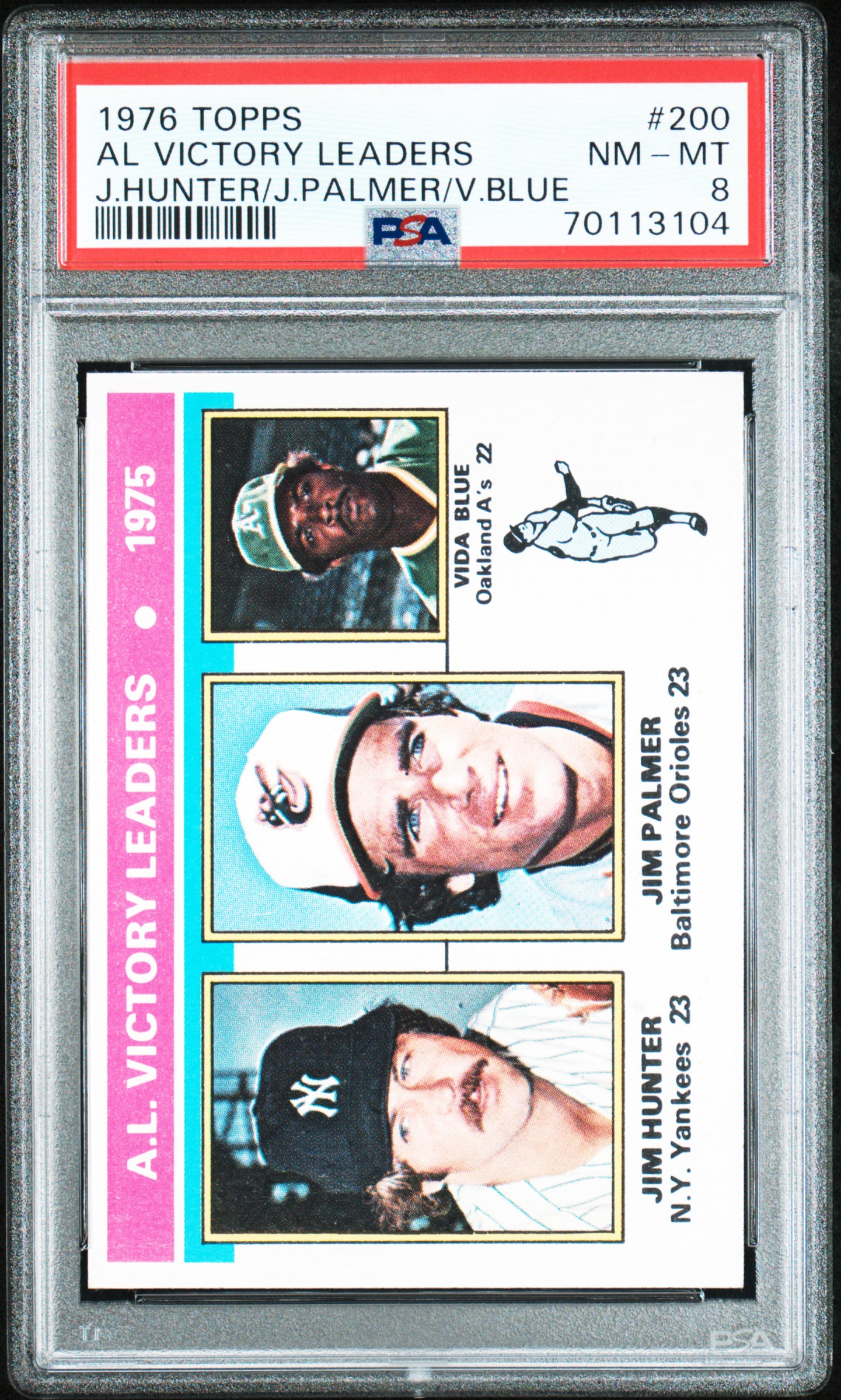 1976 TOPPS #200 AL VICTORY LEADERS J.HUNTER/J.PALMER/V.BLUE