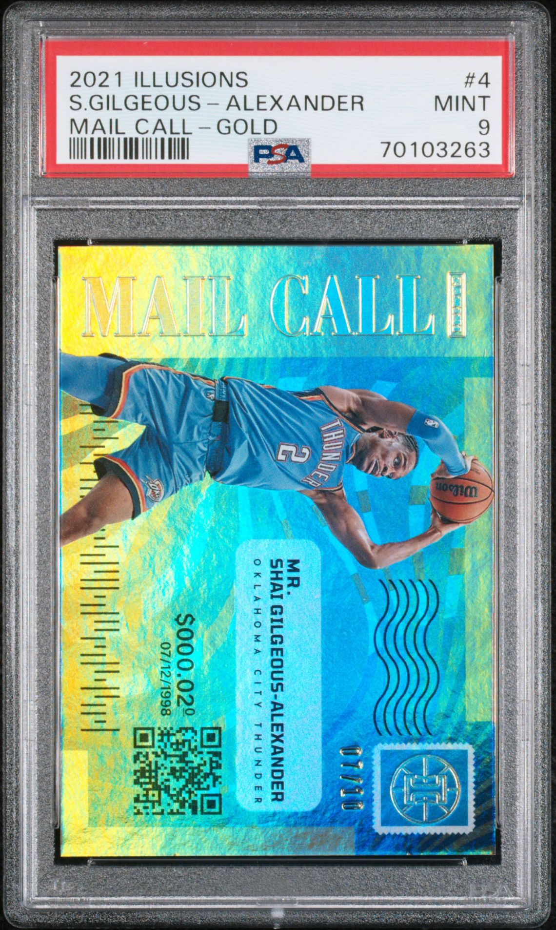 2021 Panini Illusions Mail Call S.gilgeous-Alexander #4 (Mail Call-Gold) Mint 9 front