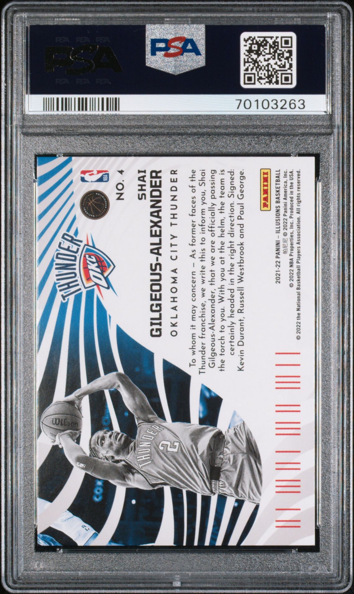 2021 Panini Illusions Mail Call S.gilgeous-Alexander #4 (Mail Call-Gold) Mint 9 back