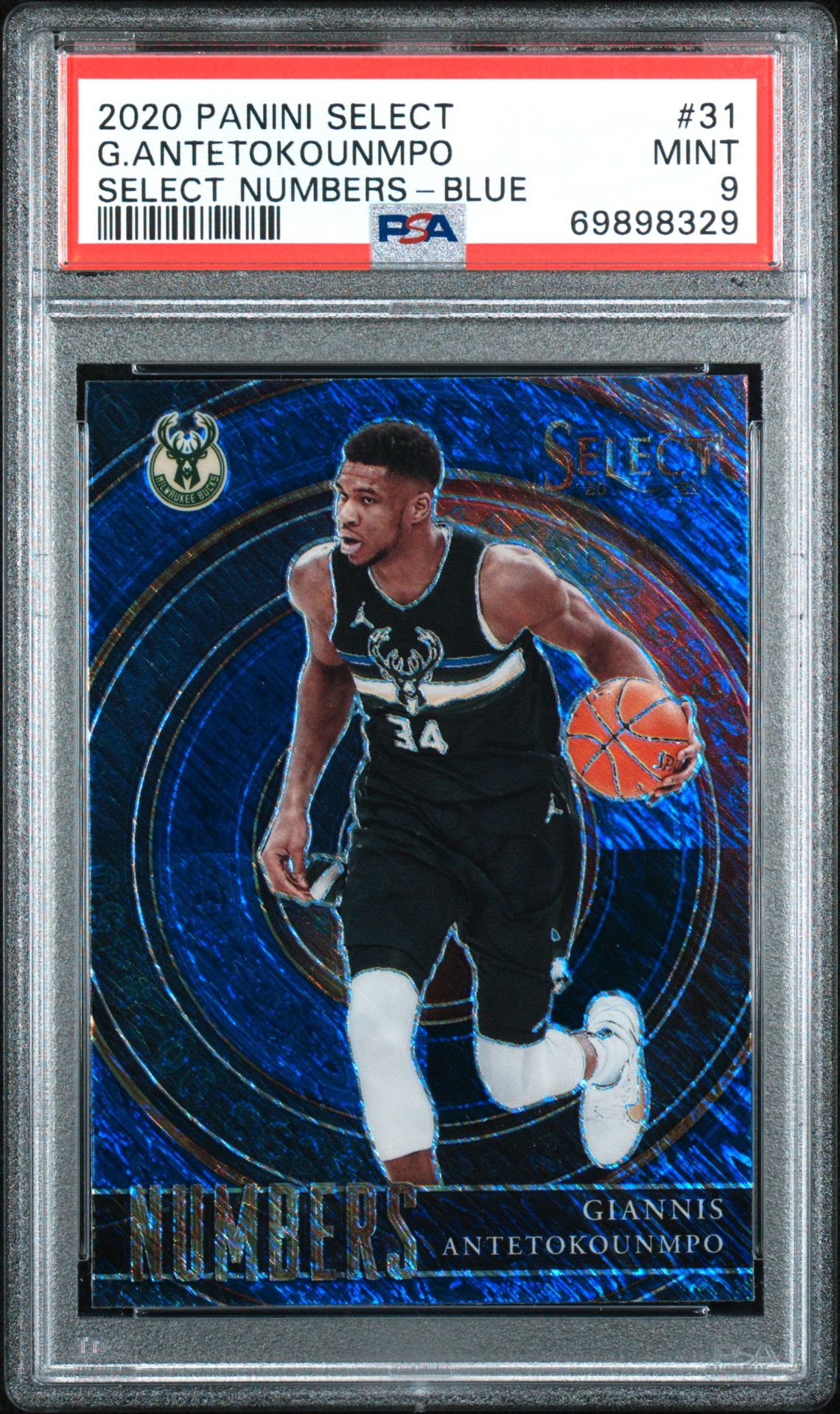 2020 Panini PANINI SELECT SELECT NUMBERS BLUE #31 G.Antetokounmpo front