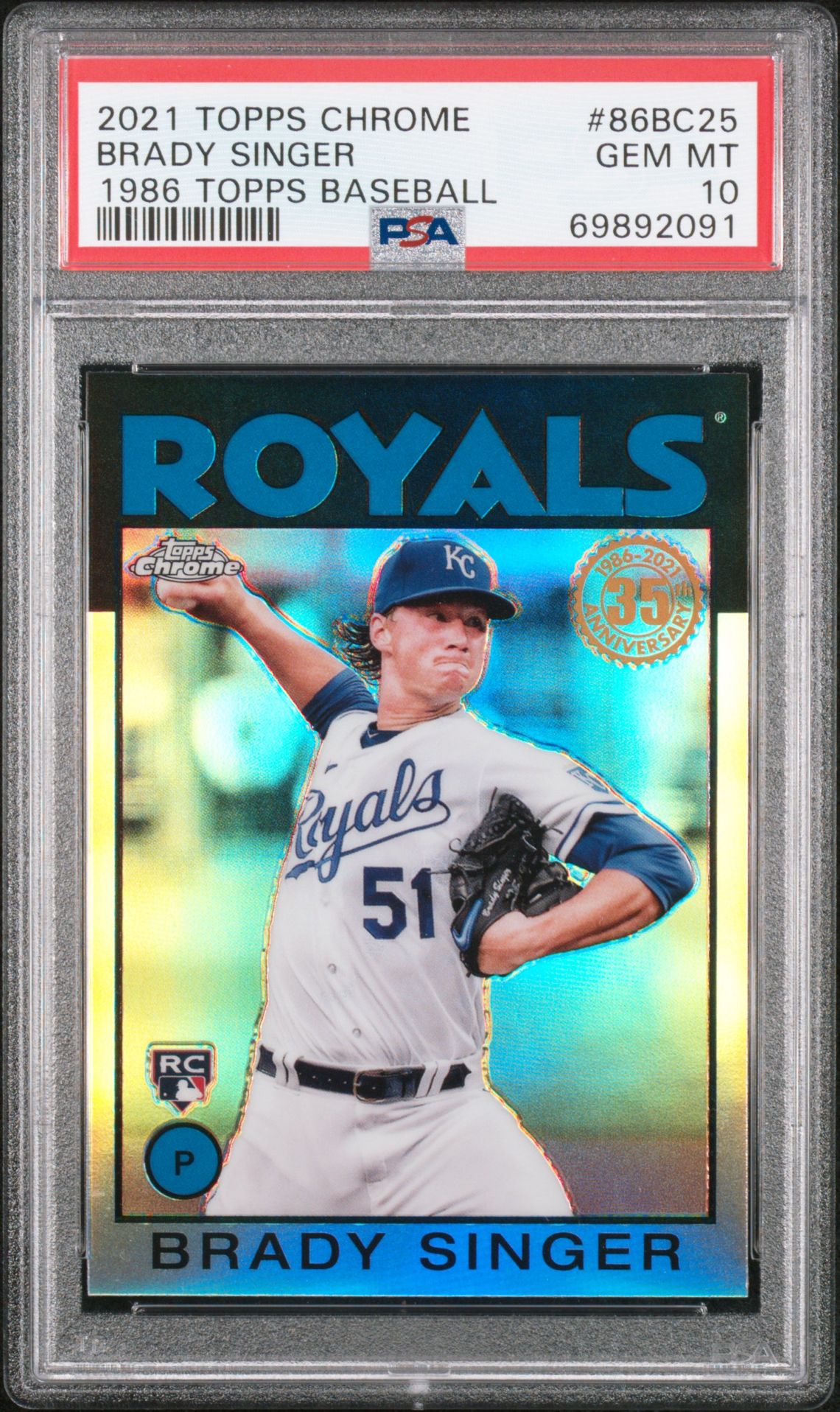 2021 Topps TOPPS CHROME 1986 TOPPS BASEBALL #86BC25 Brady Singer front