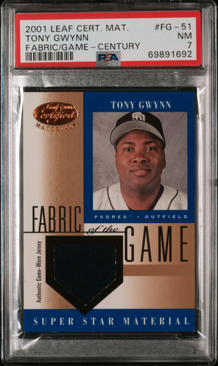 Tony Gwynn 2001 Leaf Certified Fabric of the Game Jersey Card SP Game Used  Card