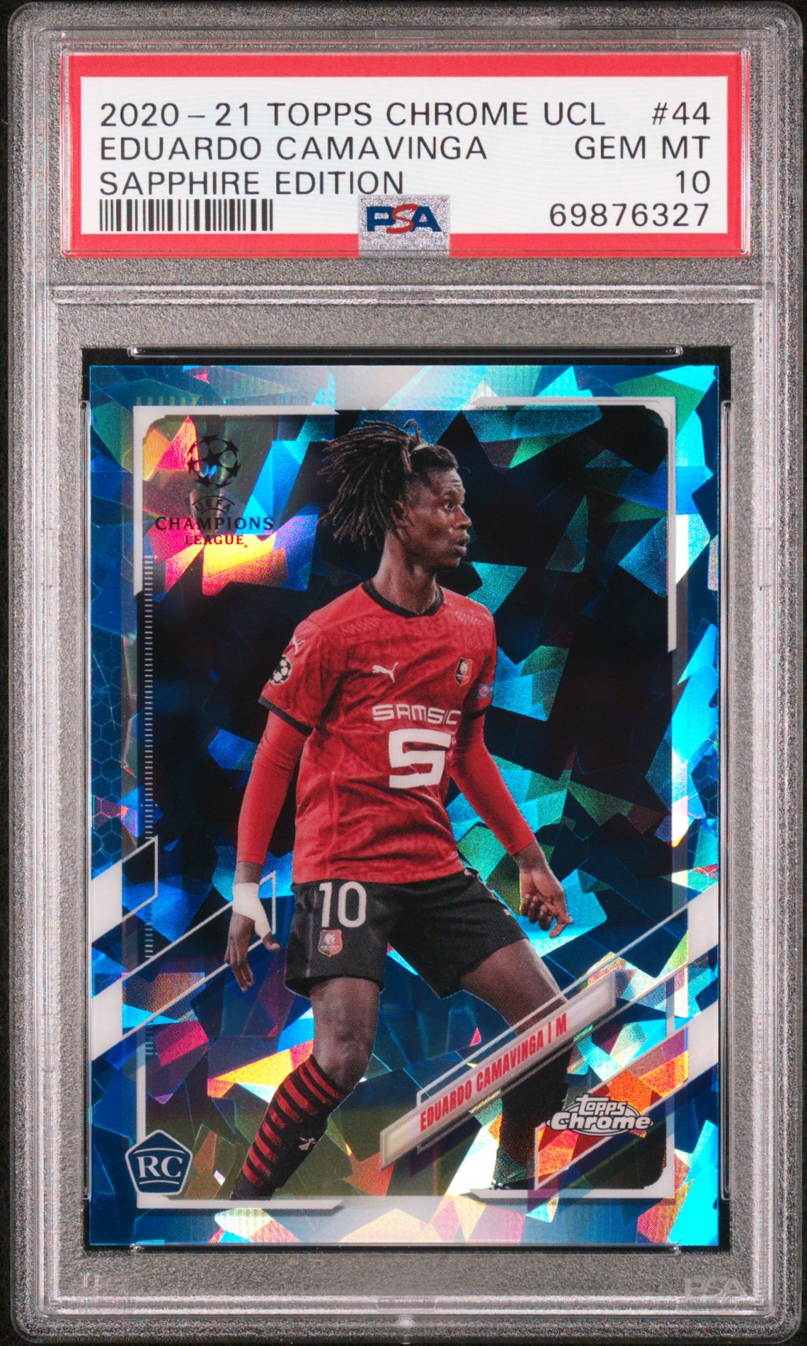 2020 Topps Chrome TOPPS CHROME UEFA CHAMPIONS LEAGUE SAPPHIRE EDITION #44 Eduardo Camavinga front