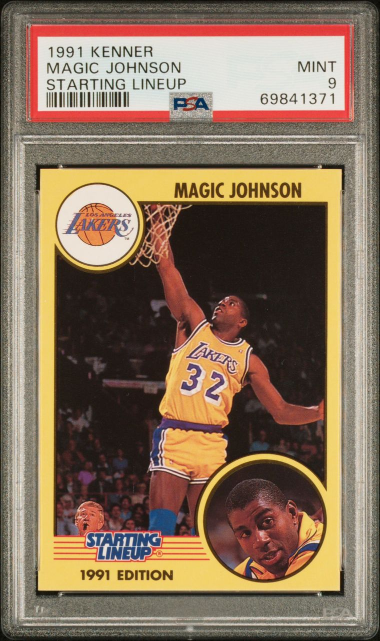 1988 MAGIC JOHNSON LOS ANGLES LAKERS STARTING LINEUP KENNER CARD