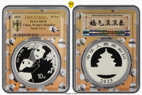 2023 10 Yn Panda Silver Panda 2023 Yellow Lbl, FS MS70
