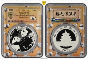 2023 10 Yn Panda Silver Panda 2023 Yellow Lbl, FS MS70