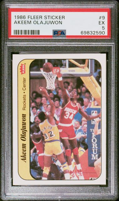 1986 Fleer #9 Hakeem Olajuwon front