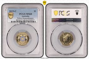 2019-C $2 Police Remembrance Colorized MS68