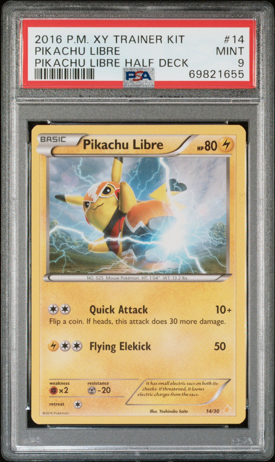 2016 Pokemon POKEMON XY TRAINER KIT PIKACHU LIBRE HALF DECK #14 Pikachu Libre front