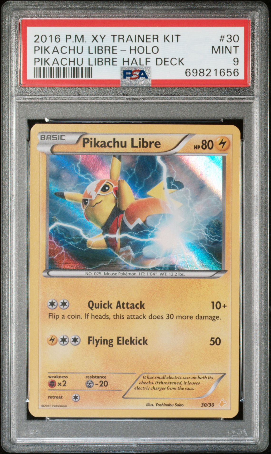 2016 Pokemon POKEMON XY TRAINER KIT PIKACHU LIBRE HALF DECK #30 Pikachu Libre-Holo front