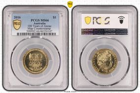 2016 $1 100 Years of Anzac Map Counterstamp MS66
