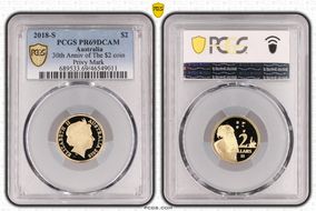 2018-S $2 30th Anniv of The $2 coin Privy Mark PR69DCAM