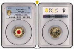 2018 $2 Remembrance Day Red Poppy 30th Ann. $2 Coin Colorized MS67