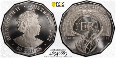 2022 50C Elizabeth II Platinum Jubilee MS69