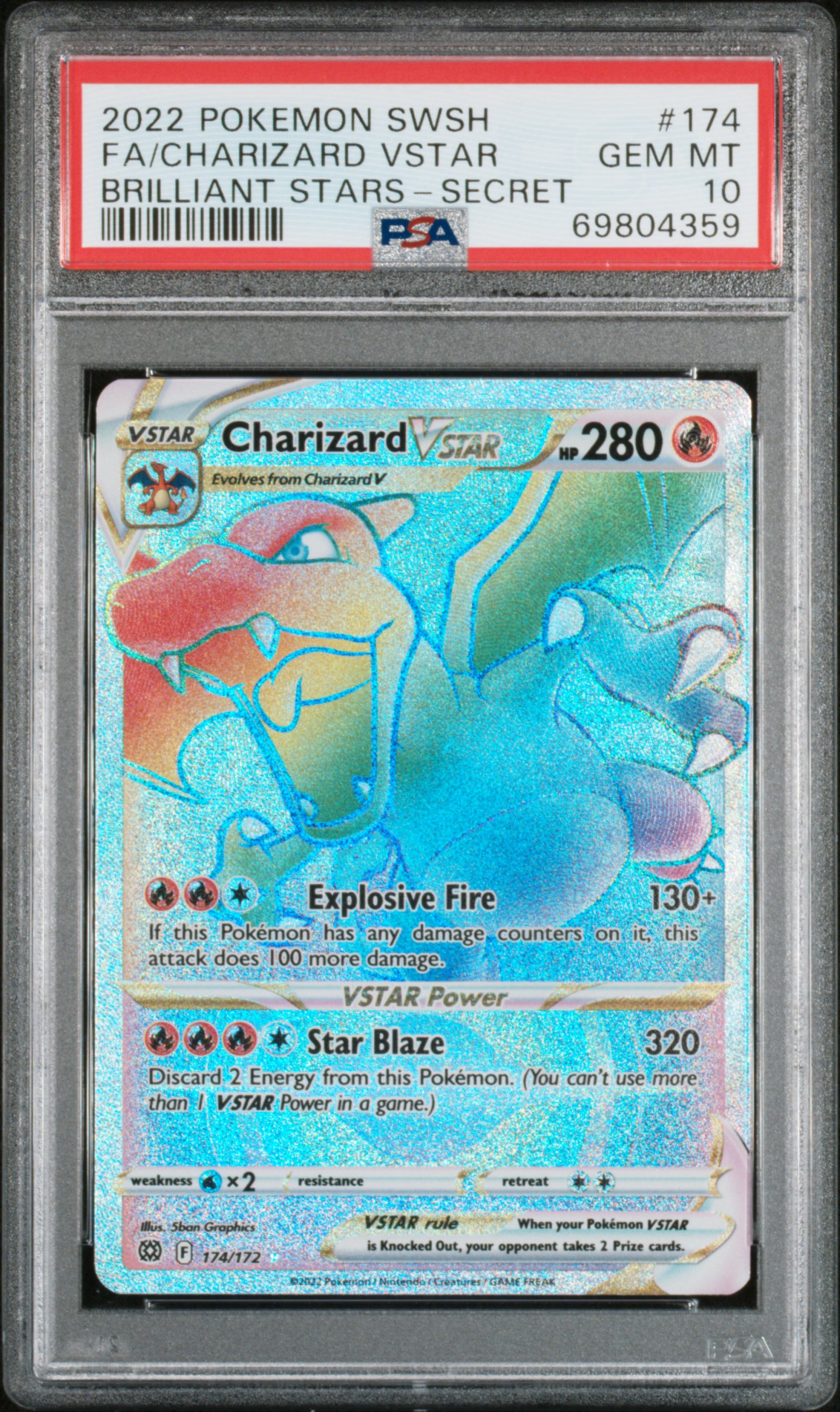 2022 #174 Full Art/Charizard Vstar PSA 10 Sword & Shield Brilliant Stars